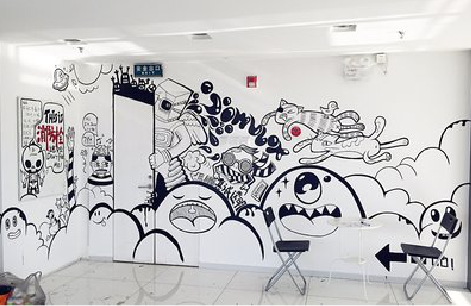 新平手绘墙并非传统涂鸦。